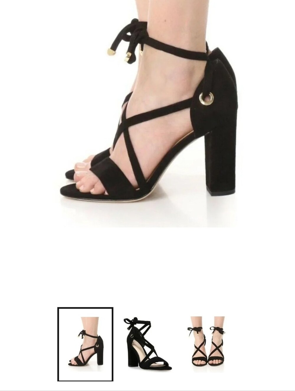 Diane Von Furstenberg Black Suede Lace-Up Block Heels with Gold Eyelets